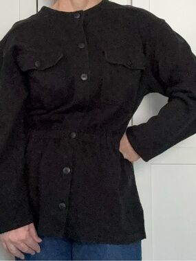 Vintage late 1980’s Liz Claiborne Deep Green Late 1980’s Button-Up Tunic